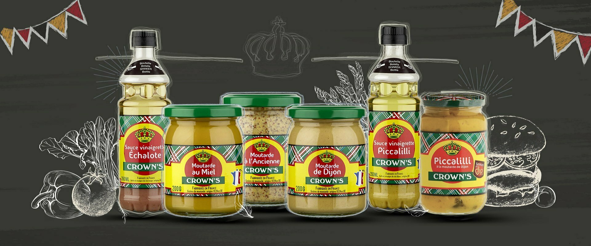 Crown's Mustard mustards, northern dressings and Piccallili sauce